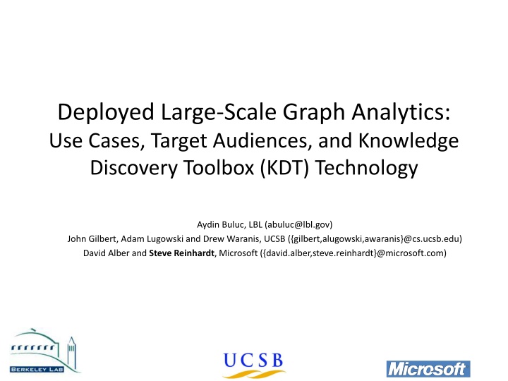 deployed large scale graph analytics use cases n.w
