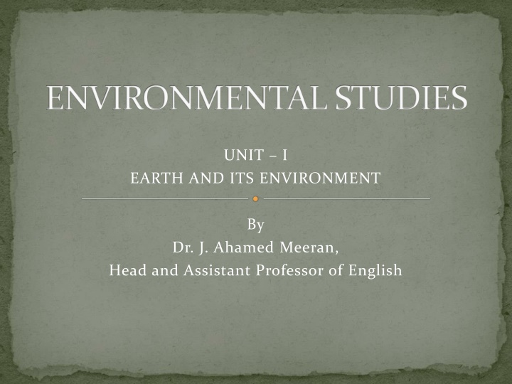 Earth and Its Environment: Resources and Energy Types