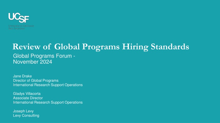 Global Programs Hiring Standards Forum - November 2024