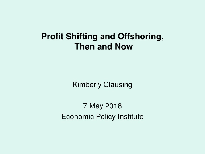 profit shifting and offshoring then and now n.w
