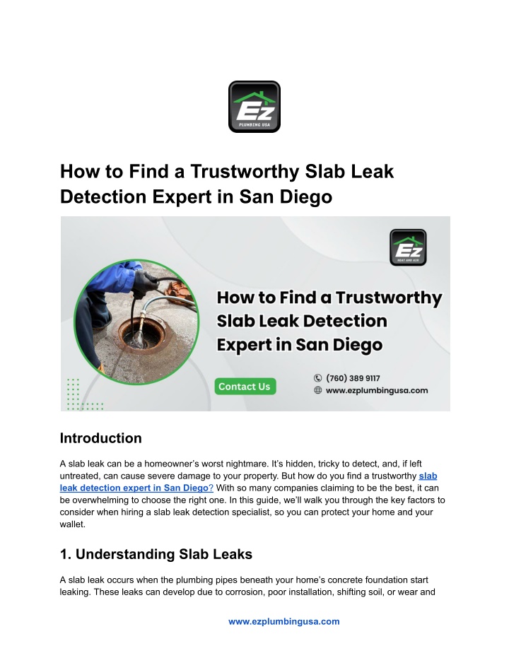 how to find a trustworthy slab leak detection n.w