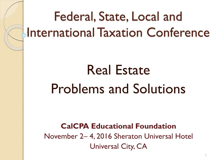 Taxation Conference Real Estate Problems and Solutions