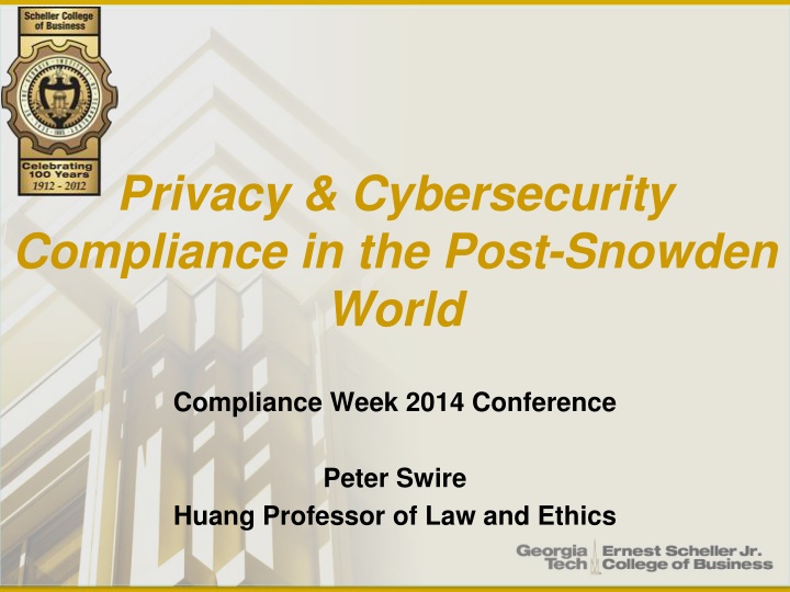 Privacy & Cybersecurity Compliance in the Post-Snowden World - Compliance Week 2014