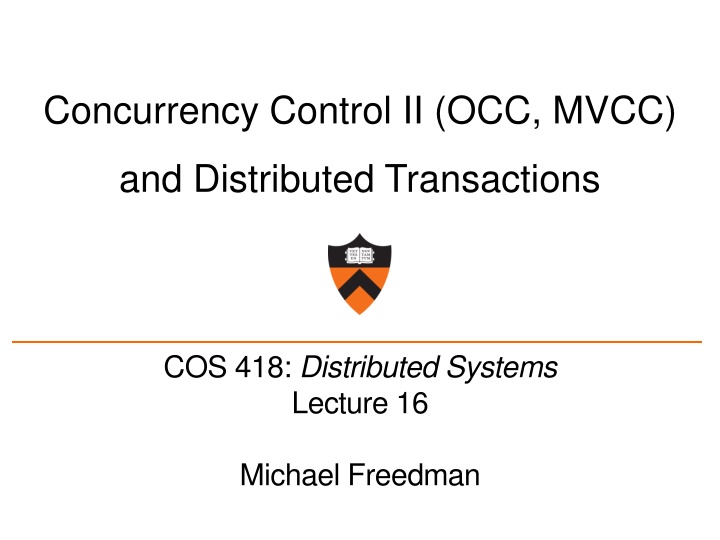 Distributed Concurrency Control and Optimistic Approach