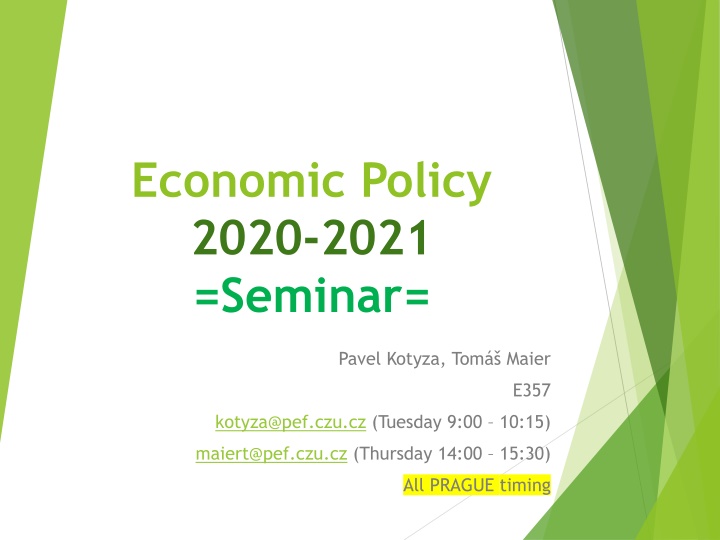 Economic Policy 2020-2021 =Seminar=