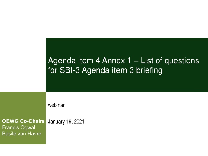 agenda item 4 annex 1 list of questions n.w
