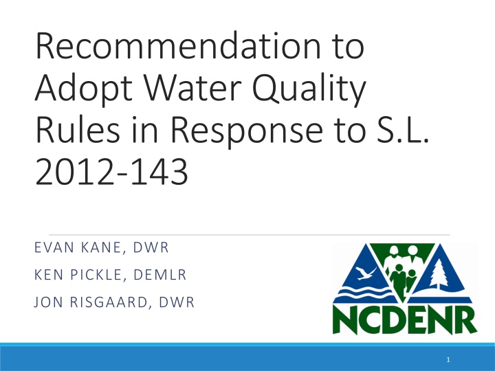 recommendation to adopt water quality rules n.w
