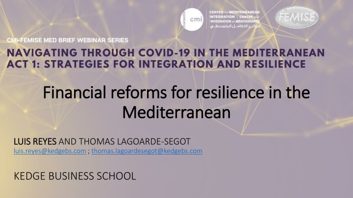 Financial Reforms for Resilience in the Mediterranean