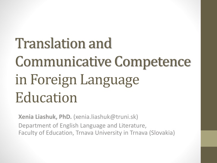 Translation and Communicative Competence in Language Education