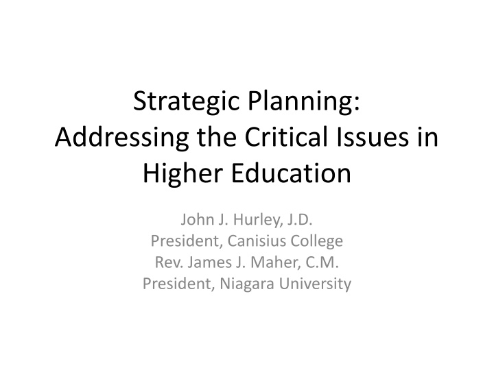 strategic planning addressing the critical issues n.w