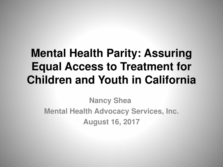 mental health parity assuring equal access n.w