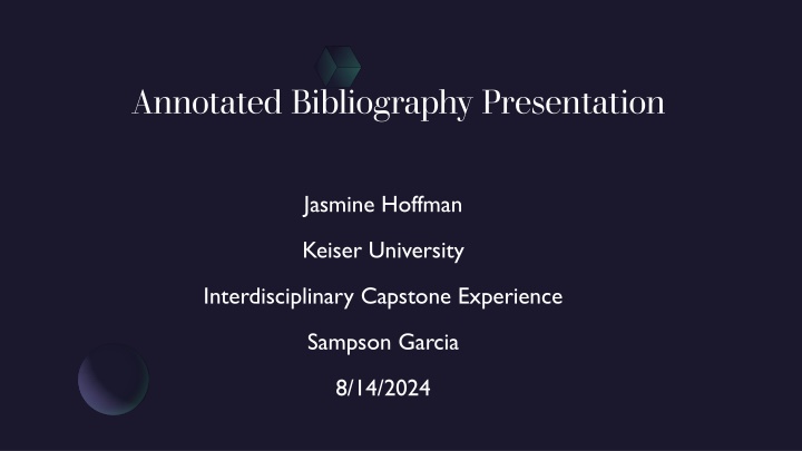 Enhancing Learning with Digital Tools: Annotated Bibliography Presentation