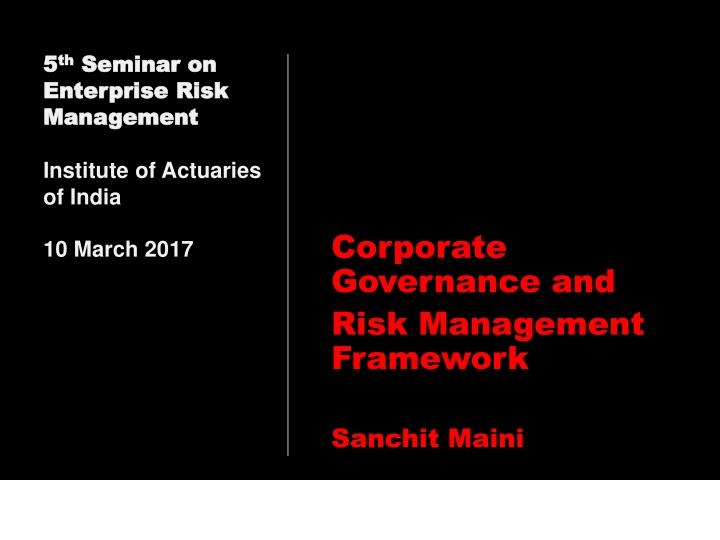Enterprise Risk Management Framework in Corporate Governance