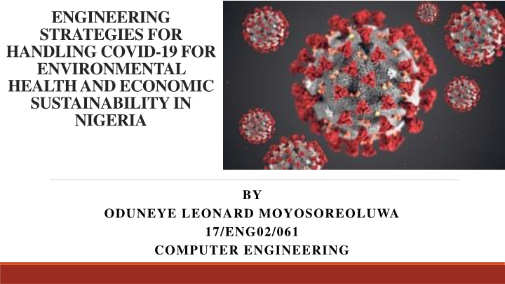 Engineering Strategies for Handling COVID-19 in Nigeria
