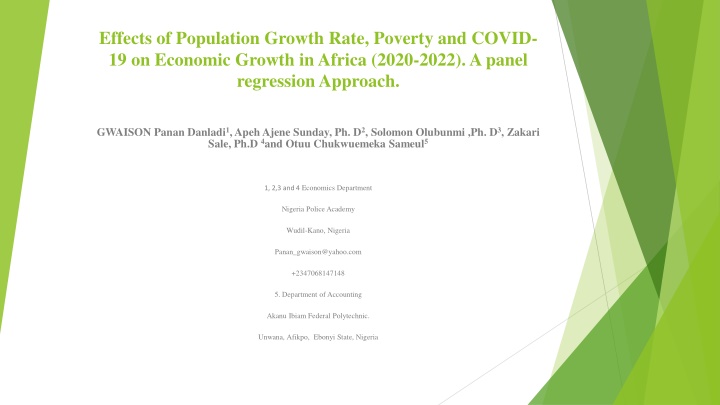 Effects of Population Growth, Poverty, and COVID-19 on Economic Growth in Africa (2020-2022)