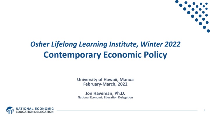 Contemporary Economic Policy at Osher Lifelong Learning Institute