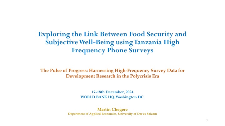 Link Between Food Security and Subjective Well-Being in Tanzania