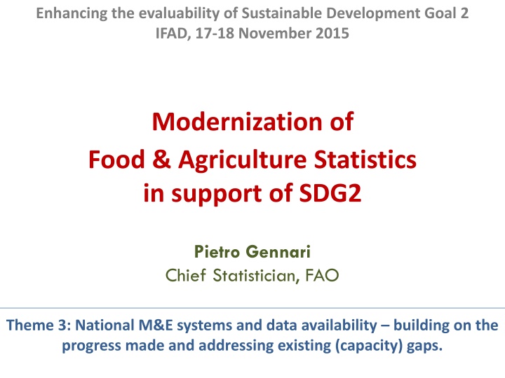 Enhancing Evaluability of Sustainable Development Goal 2: Modernization of Food & Agriculture Statistics
