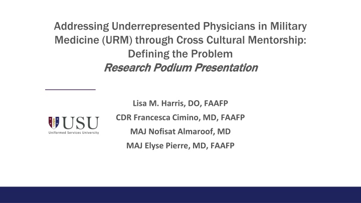 Cross-Cultural Mentorship in Military Medicine