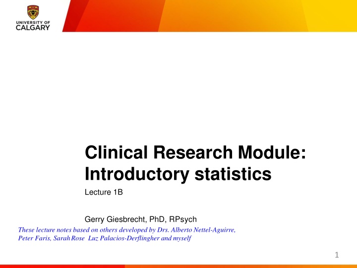 clinical research module introductory statistics n.w