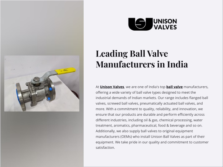 leading ball valve manufacturers in india n.w