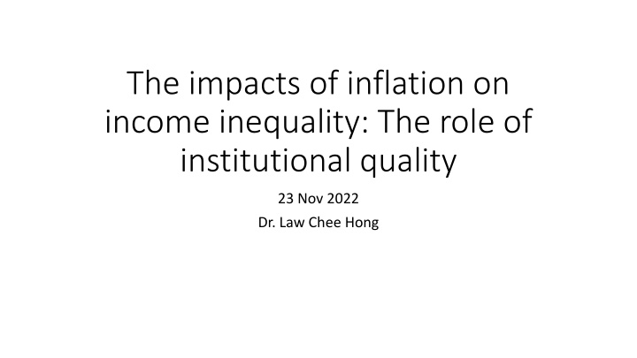 Impact of Inflation on Income Inequality: Role of Institutional Quality