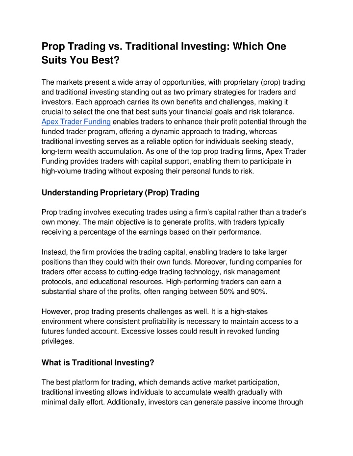 Prop Trading vs. Traditional Investing_ Which One Suits You Best_