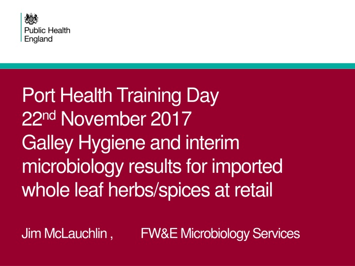 Galley Hygiene Survey and Microbiology Results for Imported Herbs/Spices at Retail