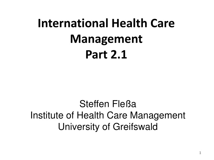 international health care management part 2 1 n.w