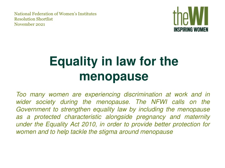 Strengthening Equality Law for Menopause Protection