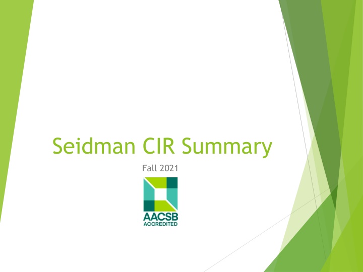 Seidman Strategic Management Highlights Fall 2021