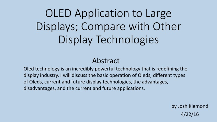 oled application to large displays compare with n.w