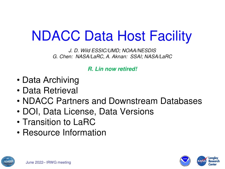 NDACC Data Archiving and Instrument Compliance Overview