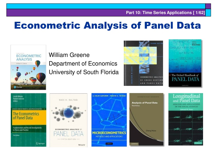 Econometric Analysis of Panel Data for Time Series Applications