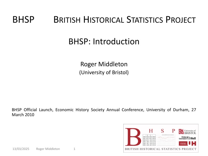 bhsp b ritish h istorical s tatistics p roject n.w