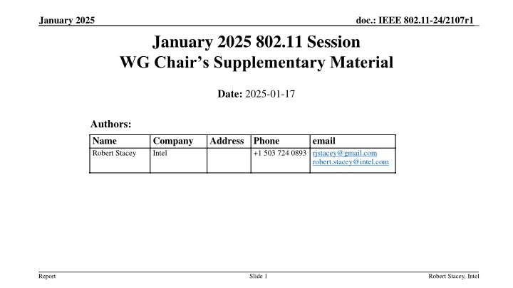 Supplementary Material for IEEE-SA Activities in January 2025