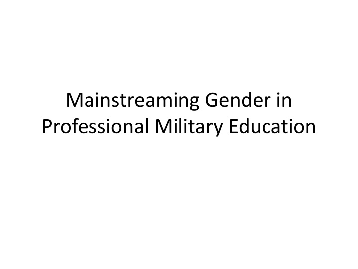 mainstreaming gender in professional military n.w