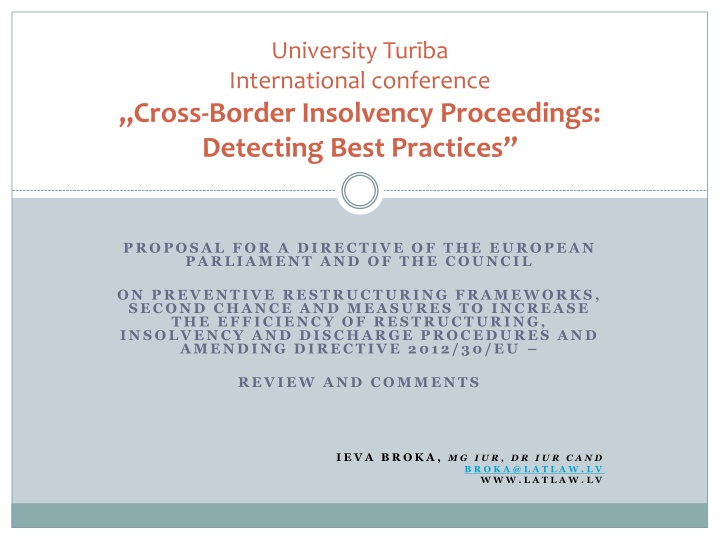Proposal for Directive on Preventive Restructuring Frameworks