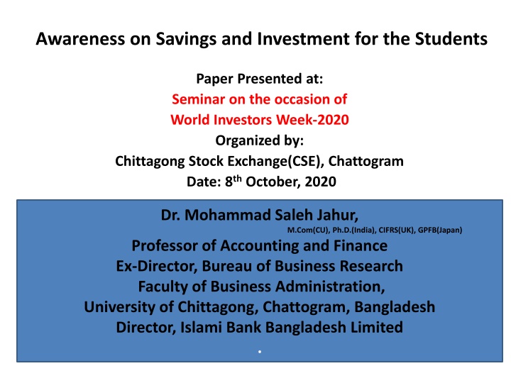 awareness on savings and investment n.w
