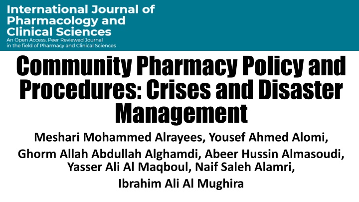 community pharmacy policy and procedures crises n.w