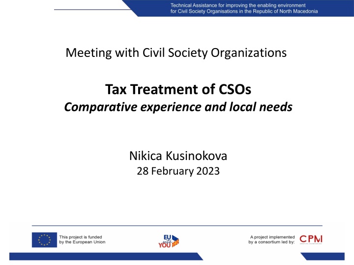 Tax Treatment of Civil Society Organizations: Comparative Experience