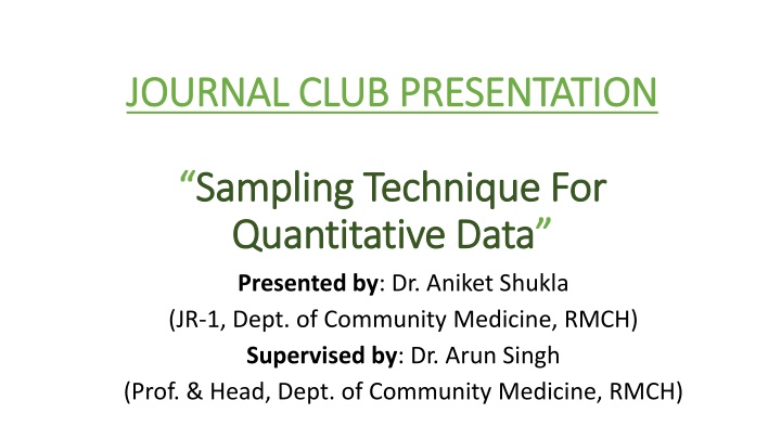 Sampling Technique For Quantitative Data Presentation