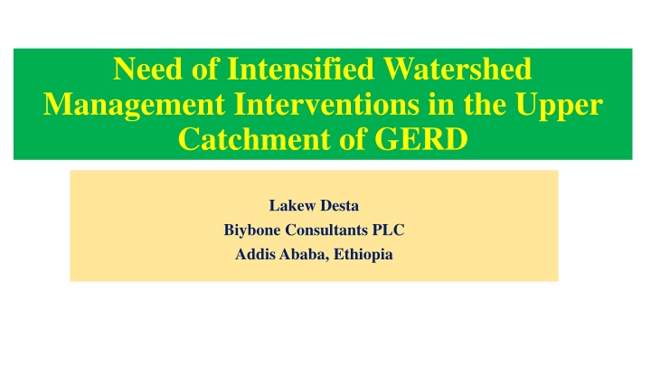 need of intensified watershed management n.w