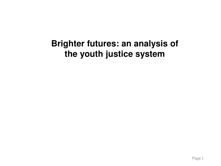 Analysis of Youth Justice System