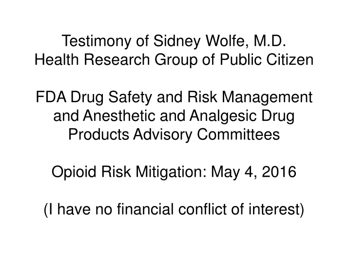 Massive Opioid Use in the U.S.: International Discrepancies