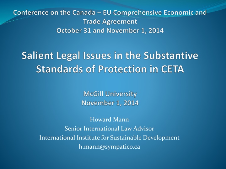 Howard Mann - International Law Advisor at International Institute for Sustainable Development