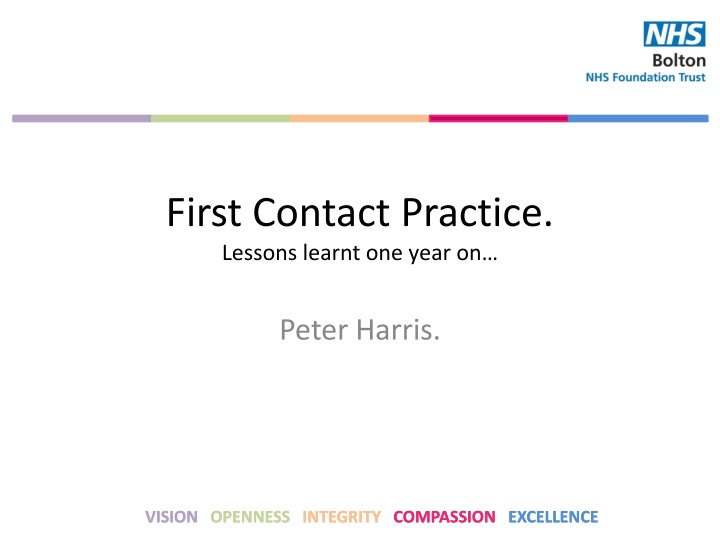 first contact practice lessons learnt one year on n.w