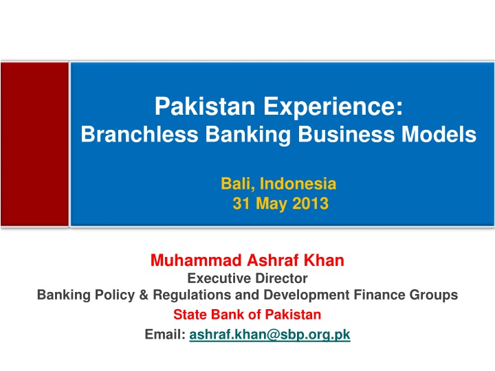 Branchless Banking Regulatory Objectives in Pakistan