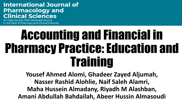 accounting and financial in pharmacy practice n.w