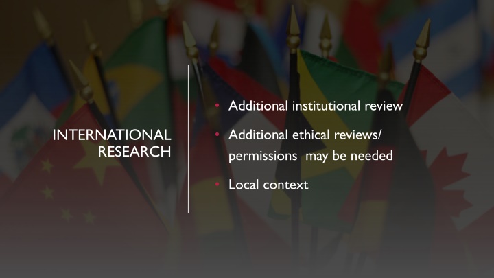 International Research: Ethical Reviews and Institutional Context